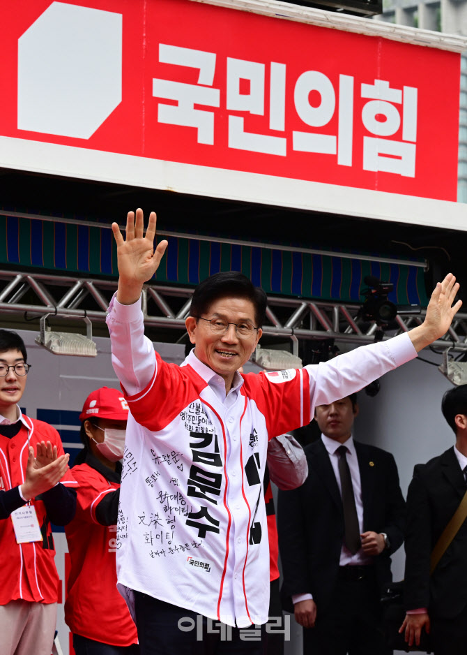 청년이 바라는 대한민국” 정책공약 발표에서 인사하는 김문수                                                                                                                      ...