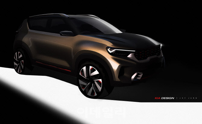 기아차, 인도 공략 소형 SUV 콘셉트 공개..새 엠블럼 장착