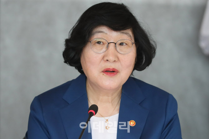 [포토]이정옥 장관, 책 꾸러미 전달식에서 인사말