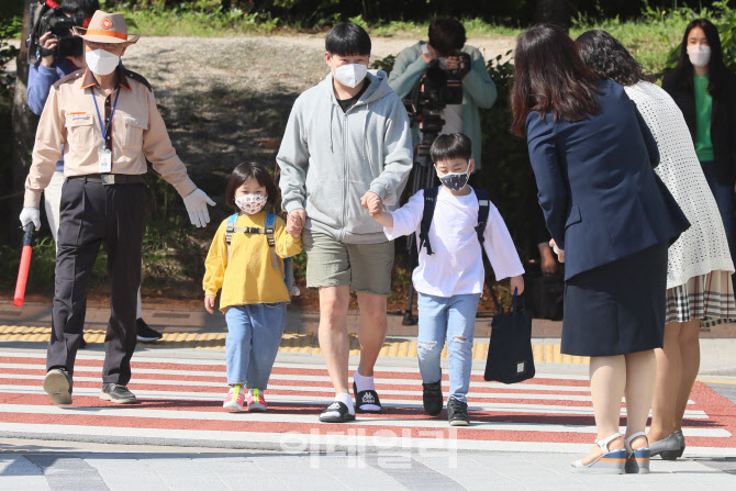 [포토]아빠 손 잡고 등교