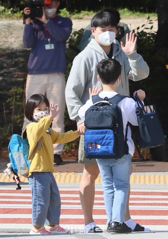 [포토]초등학교 1·2학년 등교수업 첫 날