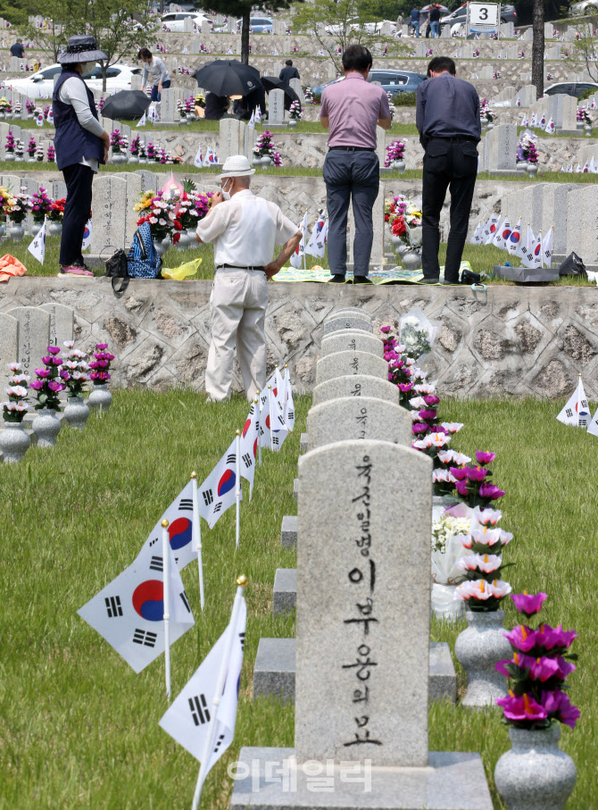 [포토]현충원 조상 묘역 참배하는 가족들