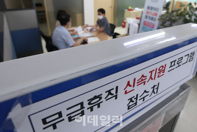 [포토]무급휴직 신속지원 프로그램 접수처