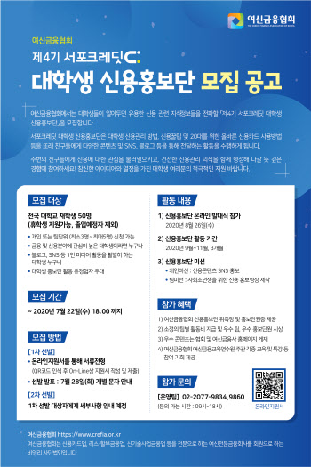 여신금융協, 대학생 신용홍보단 '제4기 서포크레딧' 모집