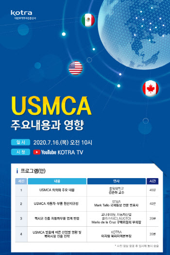 "USMCA로 어떻게 바뀌나" 코트라, 16일 웹세미나