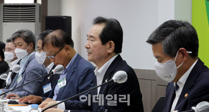 [포토]'제2회 용산공원 추진위원회 회의'에서 모두발언하는 정세균 총리