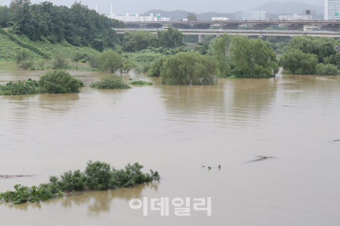 [포토]물에 잠긴 탄천 산책로