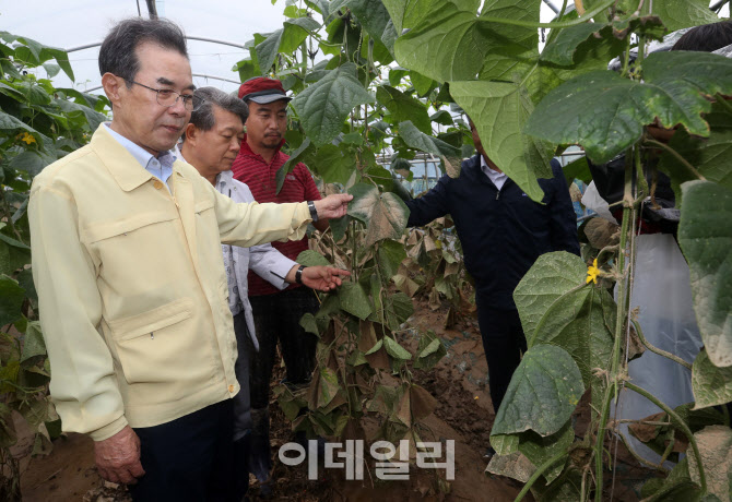 [포토] 집중호우 피해현장 점검하는 이성희 농협회장