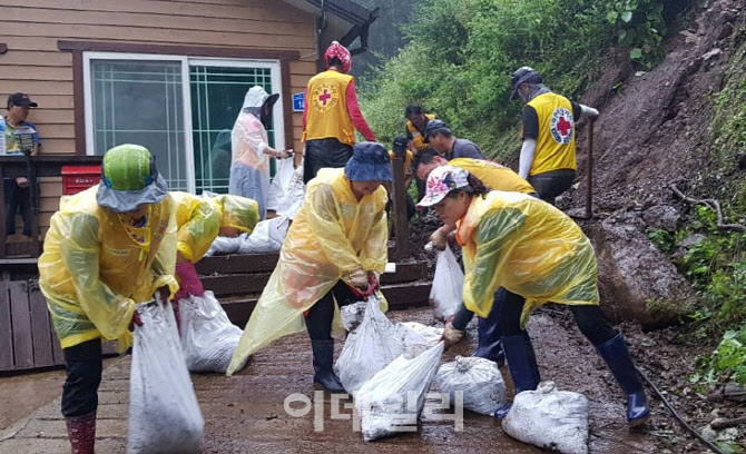 [포토] 대한적십자사, 침수피해 가구 복구작업