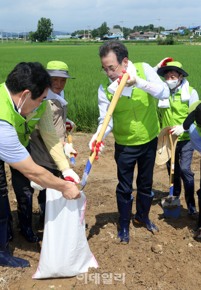 [포토] 수해지역 일손돕기 참가한 이성희 농협회장