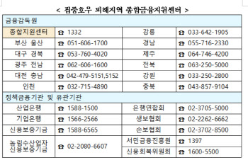 전국 11곳 거점서 집중호우 금융지원 상담