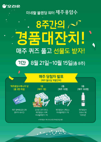 오리온 '제주용암수', 8주간의 경품대잔치 진행