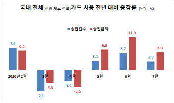 반짝 회복했던 카드 소비..한 달 새 사용액 증가세 '뚝'