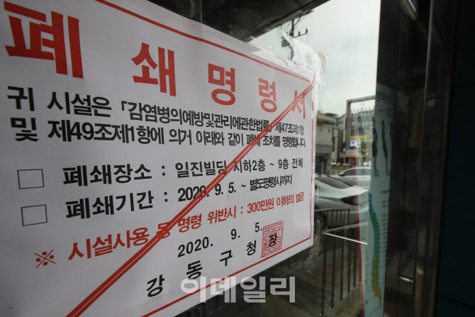 [포토]콜센터에서 발생한 집단감염, 폐쇄된 해당 건물