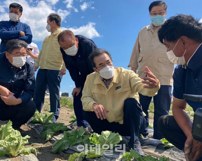 [포토] 이성희 농협회장, 하이선 피해농가 방문