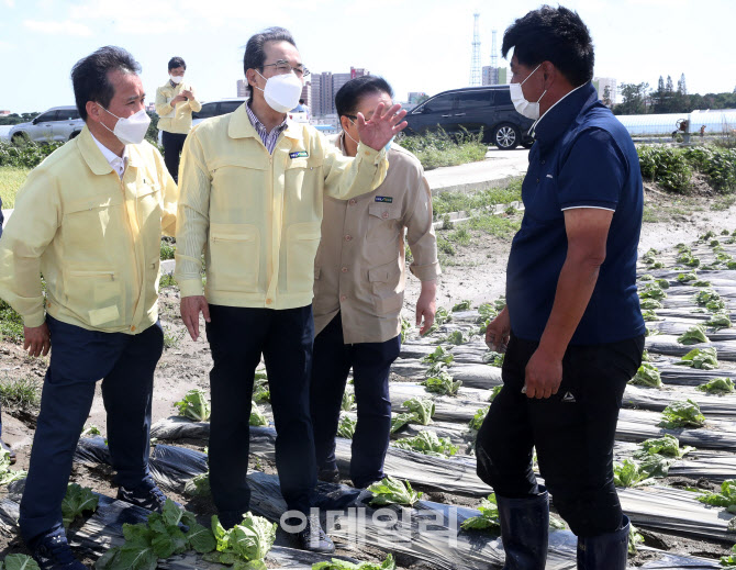 [포토] 태풍피해농가 방문하는 이성희 농협회장