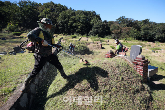 [포토]'벌초는 묘지관리 업체가 대신 합니다'