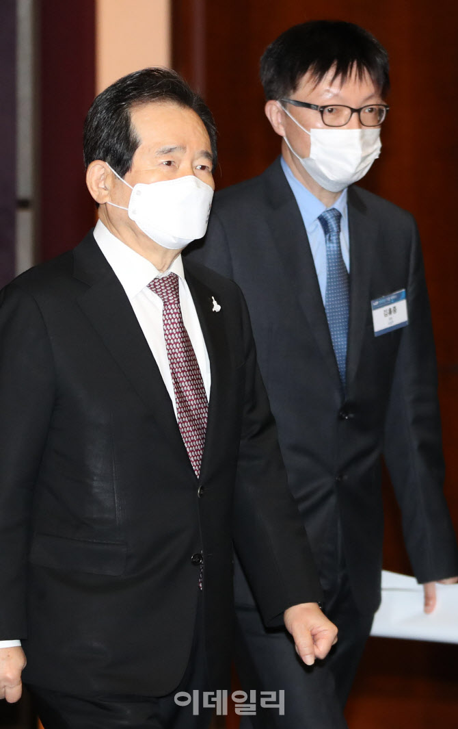 [포토]입장하는 정세균 총리-김흥종 원장