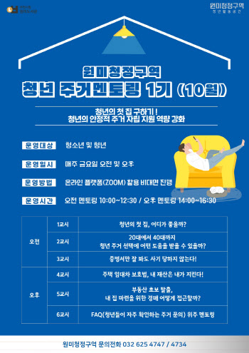부천청년센터 원미청정구역, 온라인 주거 멘토링 운영