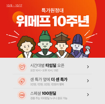 10주년 맞은 위메프…10일간 초특가 상품 5000개 쏜다