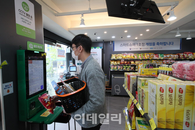 [포토]무인결제 시스템 도입한 스마트슈퍼
