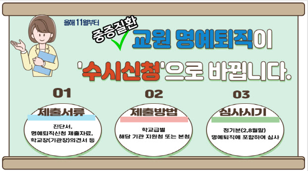 서울시교육청, 교원 명예퇴직 제도 개선