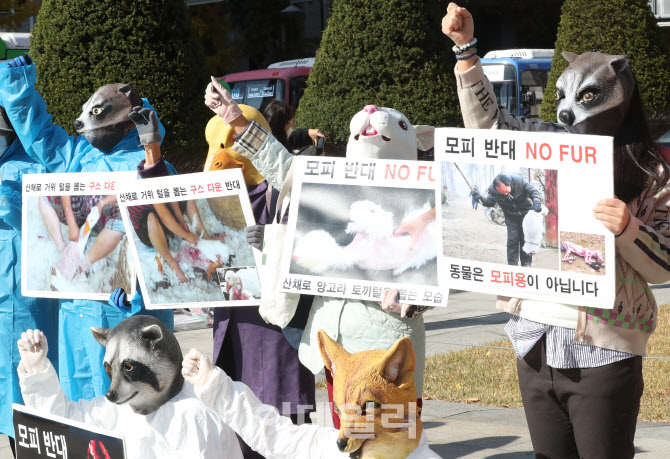 [포토]동물 학대하는 '모피, 다운' 반대 시위