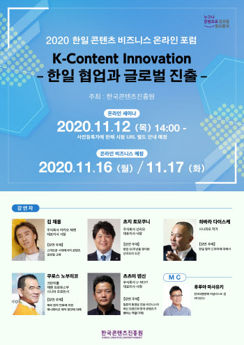 콘진원, '2020 한일 콘텐츠 비즈니스 온라인 포럼' 개최