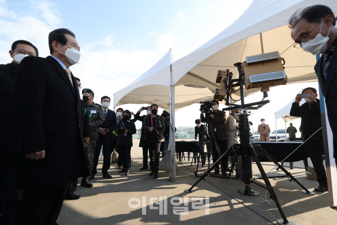 [포토]안티 드론 살펴보는 정세균 국무총리