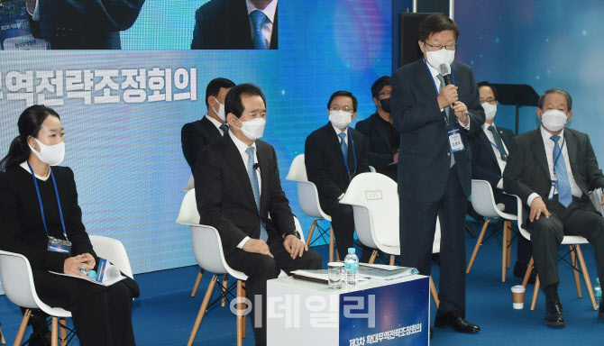 [포토]김영주 무역협 회장, 확대무역전략조정회의에서 발언