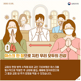 "마스크 덕분에"…확진자 3명, 700명과 함께 예배 후에도 추가 확진자 '0'