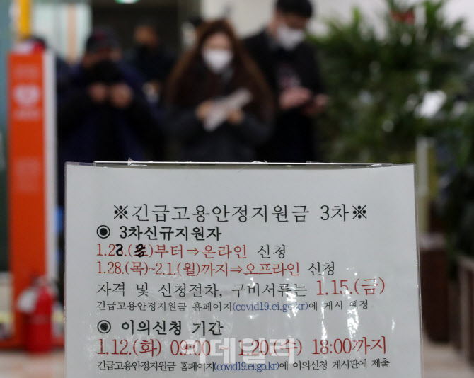 [포토]'1인당 100만원' 특고·프리랜서 3차 지원금 접수 시작
