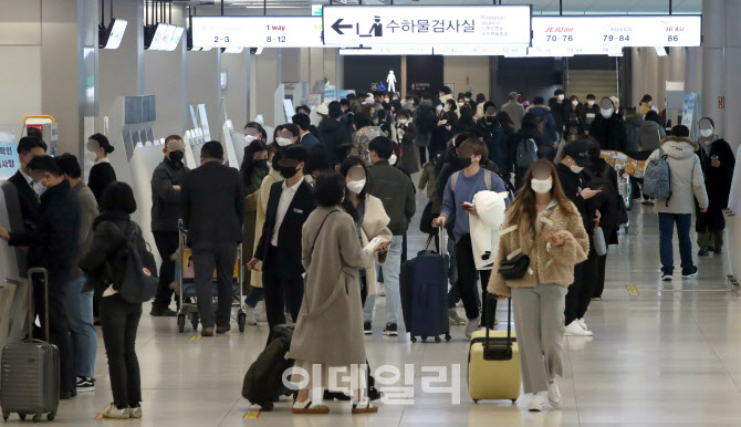 [포토]하루 앞으로 다가온 설 연휴, 붐비는 김포공항 국내선