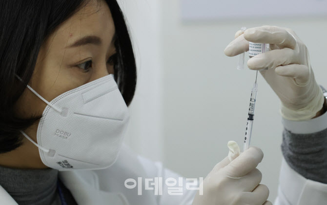 [포토]주사기에 백신 채우는 의료진