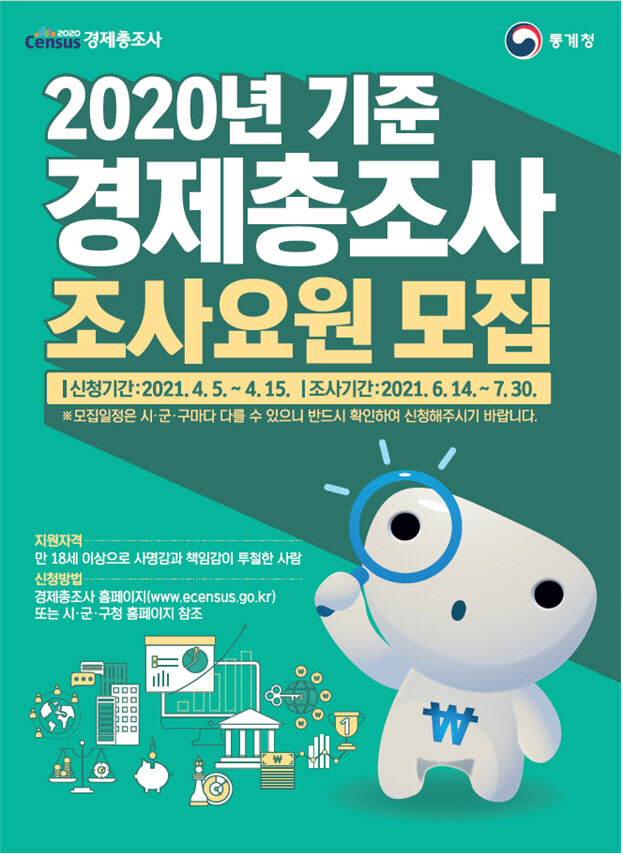 통계청, 경제총조사 조사요원 1만4000명 모집