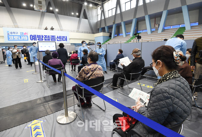 [포토]백신 접종 후 관찰실에서 대기하는 어르신