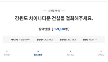 '66만' 靑청원에...강원도 '차이나타운', 사실상 백지화