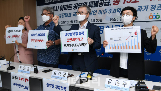 [포토]경실련,“세종 특공 불로소득 평균 5억원,문 정부에서 폭등”