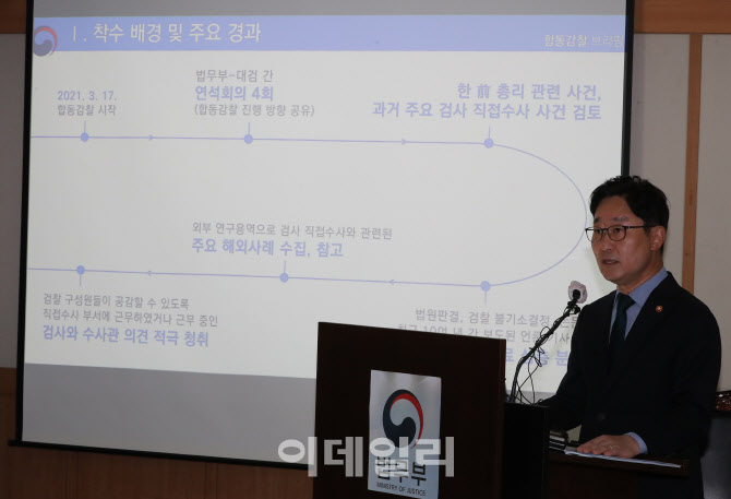 [포토]박범계 법무부 장관, 합동감찰 브리핑