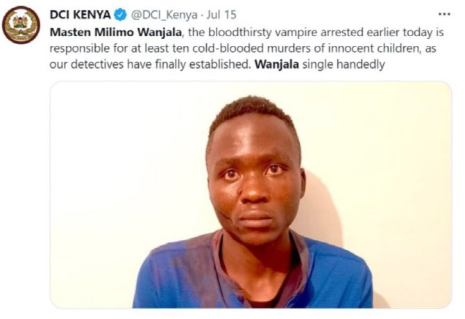 "즐거웠다" 케냐 흡혈 살인마, 어린이 10명 죽이고 피 빨아