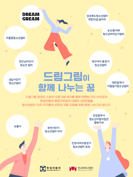 벤츠 딜러 한성자동차, '드림그림 스토어' 수익금 청소년 쉼터에 전달