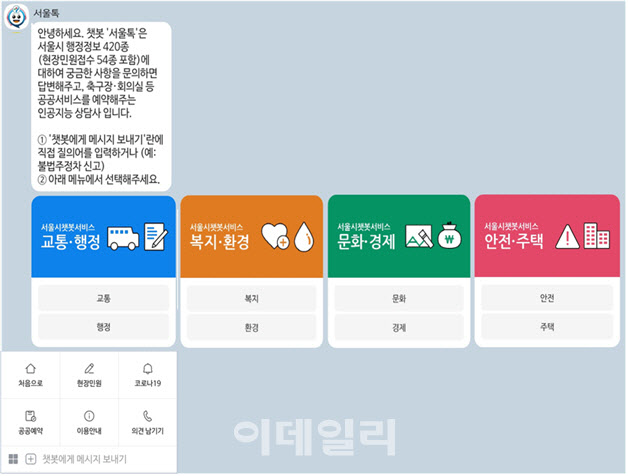 서울시 카톡 챗봇 '서울톡' 민원접수 54종으로 확대