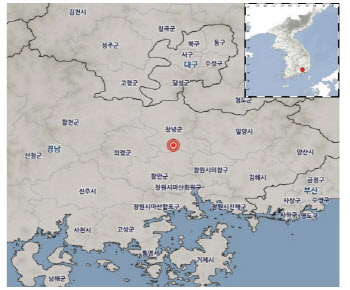 경남 창녕군 규모 2.6 지진 발생…"인근지역 지진동"