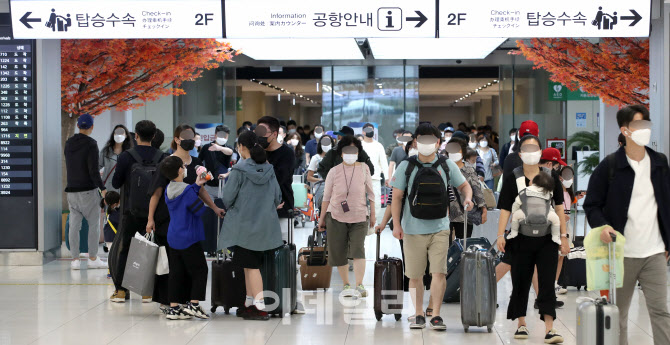 [포토]'짧은 연휴 끝' 김포공항 여행객 인파