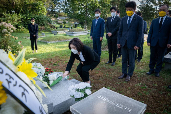 대선 첫 행보로 '동지 노회찬' 찾은 심상정…"마지막이라는 각오로"
