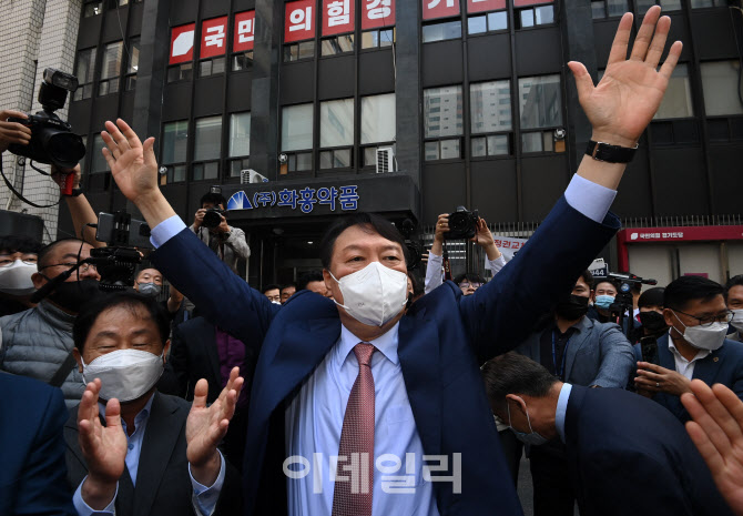 [포토]두 손 번쩍 든 윤석열