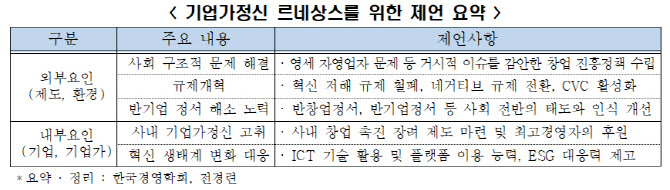 "'기업가정신 르네상스' 위해 체계적 교육·규제완화 필요"