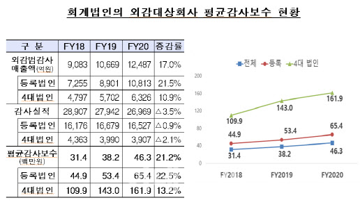 빅4 회계법인 매출 2조원 돌파…평균감사보수 13.2% 증가