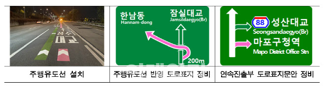 올림픽대로·반포대교, 차선 혼동 막는 주행유도선 그린다