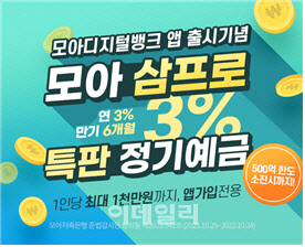 모아저축은행, 앱 출시 기념 연 3% 정기예금 특판 실시